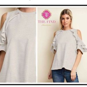 Gray Sweatshirt with ruffled sleeves